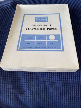 Vintage Sears Onion Skin Typewriter Paper 490 Sheets White 8.  5 X 11 Made In Usa