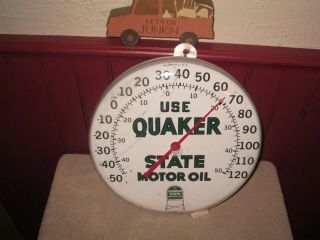 Vintage Use Quaker State Motor Oil Thermometer. ,