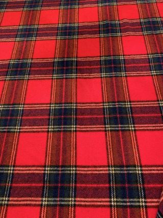 Vintage Pendleton RED Plaid Fringed Throw Blanket 100 Virgin Wool 52 
