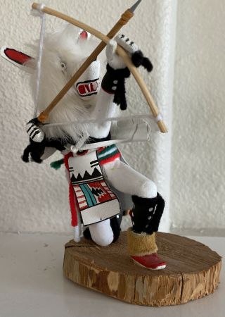 Native American Navajo Kachina Doll The White Wolf Signed By Artist As A V