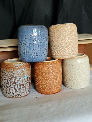 Japanese Ceramic Teacup Set Of 5 Box Hagi Japan Vintage