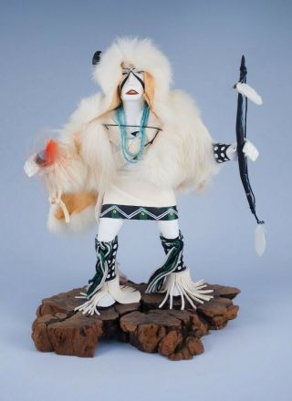 American Indian Hopi Kachina Doll Kocha Magairu White Buffalo Dancer Signed