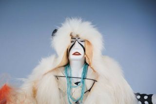 American Indian Hopi Kachina Doll Kocha Magairu White Buffalo Dancer Signed 2