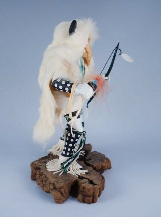 American Indian Hopi Kachina Doll Kocha Magairu White Buffalo Dancer Signed 3