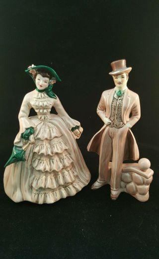 Vintage Florence Ceramics Figurine Rhett & Charmaine In Pink