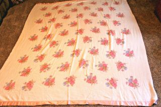Vintage Blanket Pink Colored Satin Edge trim 70 
