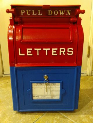 RARE,  Antique Cast Iron U.  S.  Post Office Public Mailbox,  1948 Vintage USPS 5