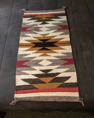 Vintage Navajo Indian Traditional Designs Woven Rug Bold Colors 3