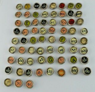 66 Vintage Mccaskey Cash Register Number Buttons Price Keys (like Typewriter)