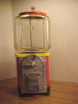 One Cent Gum Ball Machine,  1950s Vintage With Key,  Victor Topper 1¢