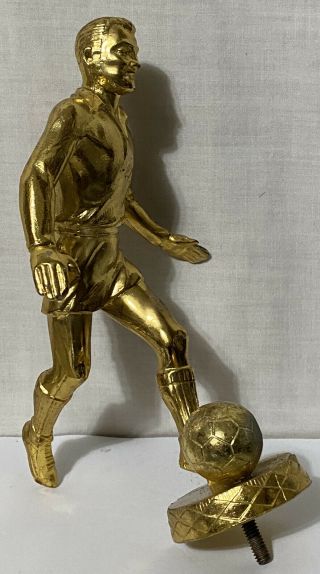 Vintage Gold Tone Heavy Metal Soccer Player Trophy Topper 8 1/4” Tall 2lb 7oz