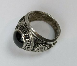 Vintage Us Coast Guard Sterling Silver Ring With Black Onyx Size 10