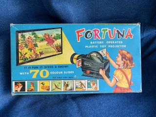 Vintage Fortuna Plastic Toy Projector With 70 Colour Slides 239 Uk Design