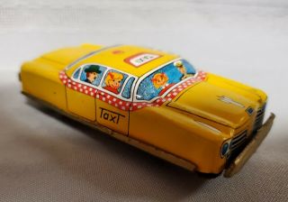 Vintage Noumra (tn) Japan,  Tin Litho Friction 4 " Taxi Cab Car