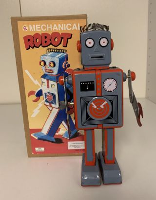 Vintage Mechanical Robot Tin Toy Litho Wind Up