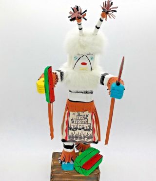 Clown Dancer Kachina Doll 16 " Signed Handmade By Navajo Artist In Mexico