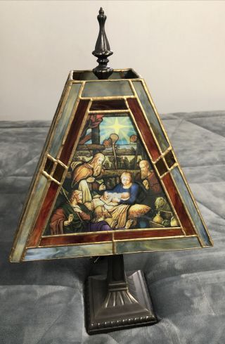 Tiffany Style Faux Stained Glass Accent Lamp Night Light Bedroom Desk Religious
