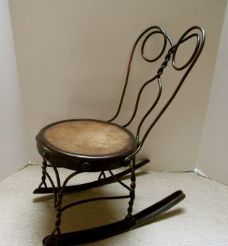 Vintage Antique " Copper " Ice Cream Parlor Chair.  Child Size.  Rare Rocking Chair