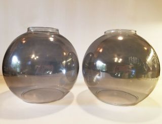 Vintage Smoked Glass Tinted Bubble Light Fixture Shade Mcm (2)