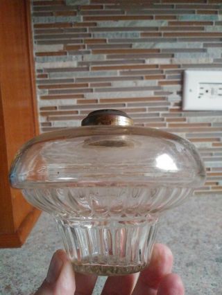 Vintage 19th C.  Ribbed Mini Hanging Wall Bracket Glass Oil Lamp Pear Font Look
