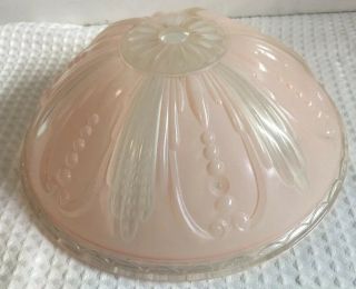 Vintage 3 Chain Art Deco Pink Glass Ceiling Light Fixture Shade/globe 10”