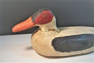 Vtg Signed Frye Wisconsin Wood Folk Art Painted Hand Carved Duck Decoy Antique