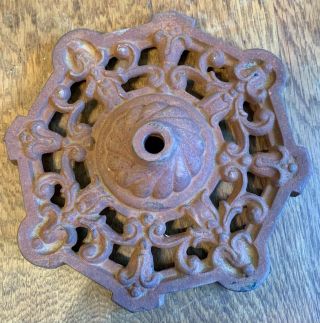 9 " X 1/2 " Vintage Ornate Cast Iron Base For A Floor Lamp,  Needs Paint.