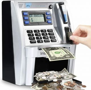 Mini Atm Savings Piggy Bank Machine For Real Money For Kids With Card Gift