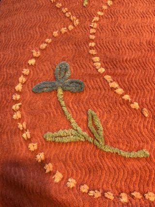 Vintage Rose Floral Chenille Bedspread - Full 3