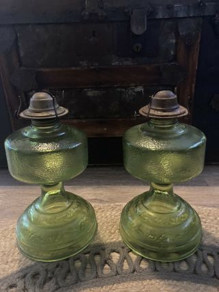 Oil Lamps Very Old Depression Glass