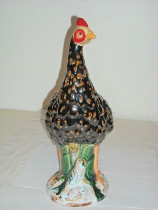 Vintage Large Hand Painted Ceramic Guinea Hen