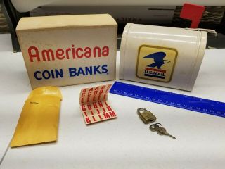 Vintage Usps Post Office Mail Box Coin Bank With The Key Americana