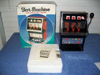 Vintage Electro Automatic Jackpot Slot Machine Coin Bank W/ Box Waco Japan