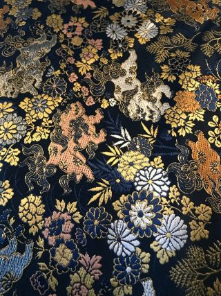 Vintage Kimono Silk 4 plus Yards Elegant Embroidered Floral Fabric 2