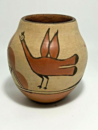 Antique Vintage Pictorial Santo Domingo Pueblo Indian Paint Pottery Jar / Vase