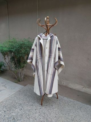 Vintage Poncho Gabán Zarape Jorongo virgin Wool Cape Blanket made in Uruguay 3