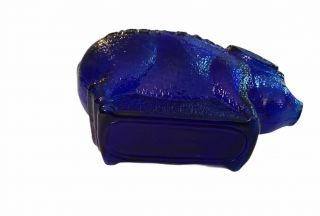 Piggy Bank,  Cobalt Blue Glass,  Small,  Still,  Coin,  Embossed Words on Both Sides 2