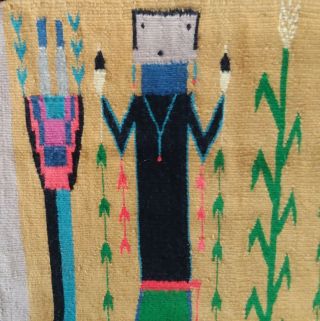 Native American Navajo Yei Textile Rug 24 