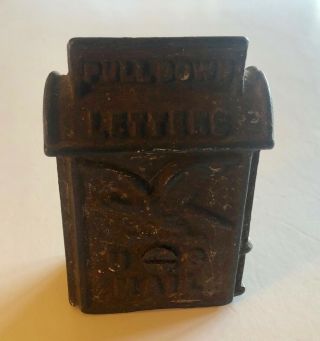 Antique Kenton Us Mail Eagle Cast Iron Bank Pull Down Letters Mailbox