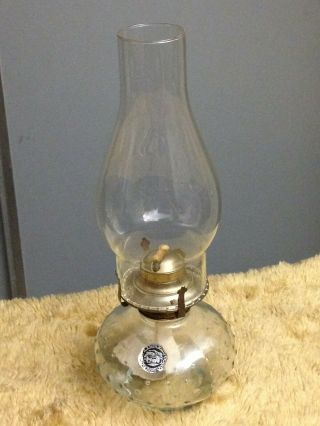 Vintage Lamplight Farms Clear Hobnail Glass Oil Lamp