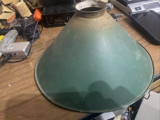 Vintage 10 " Green Metal Industrial Barn Gas Station Light Lamp Shade