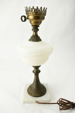 Vintage Antique Stiffel Brass Table Lamp White Porcelain Milk Glass Deco