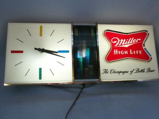 Vintage Miller High Life Beer Disco Lighted Clock Tavern Sign