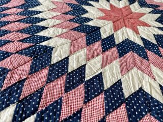 Vintage Handmade Hand Quilted Texas Lone Star / Bethlehem Quilt 74 x 74 2