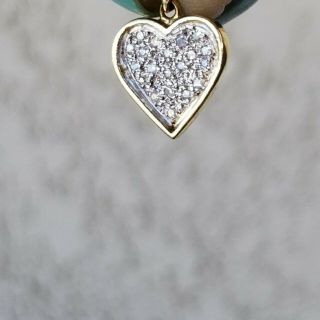 Vintage 14k 585 Yellow Gold Pave Diamonds Heart Pendant Necklace 1.  20 Grams