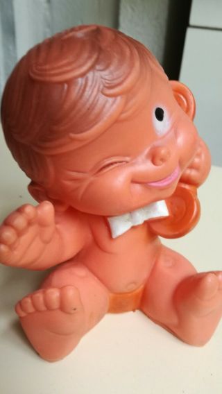 Vintage Rubber Toy Doll Puppet Baby Boy Telephone Phone Yugoslavia Biserka Art