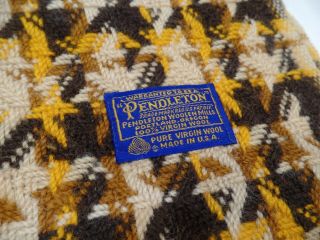 Vintage Pendleton Wool Woven Knit Fringed Stadium Throw Blanket 68 