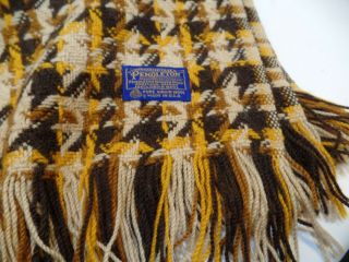 Vintage Pendleton Wool Woven Knit Fringed Stadium Throw Blanket 68 