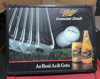 Vintage Miller Draft Beer Golf Lighted Bar Sign Titlest Cold Filtered