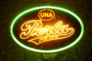 Pearl Beer Una Perla Por Favor Spanish Lighted Sign From San Antonio Texas